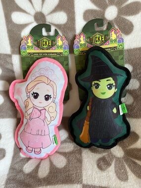 2/$19 - Wicked Plush Dog Squeaky Toys - Glinda & Elphaba (Pink + Green)